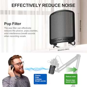 AOKEO Pop Filter for Microphones - Ideal for Recording