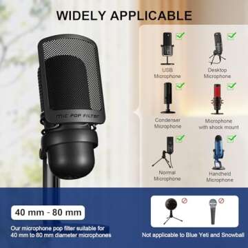 AOKEO Pop Filter for Microphones - Ideal for Recording