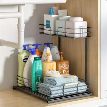 LAMU Under Sink 2 Tier Organizer for Kitchen & Bath