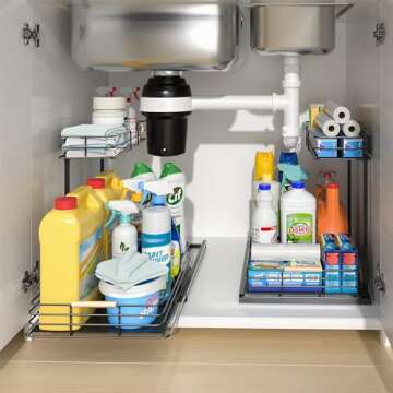 LAMU Under Sink 2 Tier Organizer for Kitchen & Bath