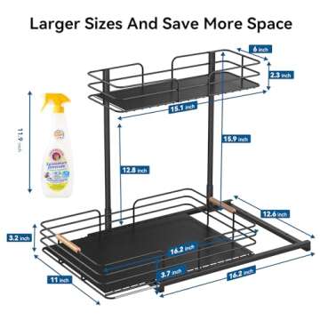 LAMU Under Sink 2 Tier Organizer for Kitchen & Bath