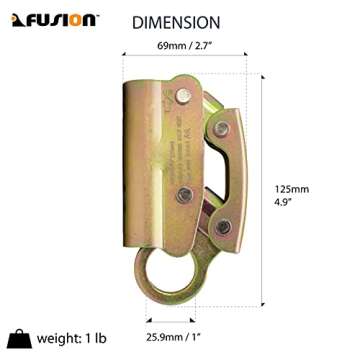 Fusion Climb Dual Rope Grab, Alloy Steel, Safety Protection for Heavy Industry, Roofing, Construction, Fall Protection, Lifeline, Safety Harness, Rope, 25kN