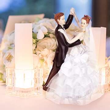 Sotiff Wedding Cake Toppers Bride and Groom Dancing Figurines Cake Topper Wedding Cake Decorations for Wedding and Engagement Party Fun Wedding Couple Figurines Gifts (Dancing Together)