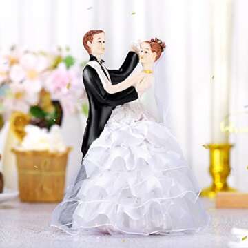 Sotiff Wedding Cake Toppers Bride and Groom Dancing Figurines Cake Topper Wedding Cake Decorations for Wedding and Engagement Party Fun Wedding Couple Figurines Gifts (Dancing Together)