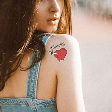 Temporary Tattoos, 10 PCS Heart Tattoos Sticker For Women, Halloween, Party, Costume,Cosplay