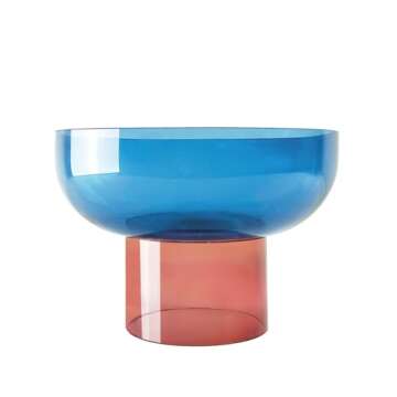 Cloudnola Reversible Decorative Glass Bowl, Blue and Pink, 10" dia x 7", For Entertaining, Fruit Bowl, Centerpiece Bowl, Ideal Gift for Weddings, Birthday, Anniversary or Any Occasion