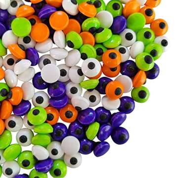 1 Bottle Candy Eyeballs Eyes 4 Colors Cake Cupcake Toppers Cookie Decorations Edible Dessert Sprinkles for Halloween Christmas (White, Orange, Green, Purple)