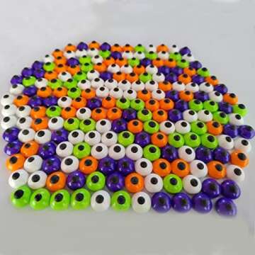 1 Bottle Candy Eyeballs Eyes 4 Colors Cake Cupcake Toppers Cookie Decorations Edible Dessert Sprinkles for Halloween Christmas (White, Orange, Green, Purple)