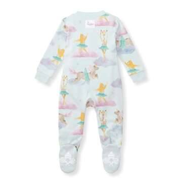 Burt's Bees Baby Girls Footed One-piece Pajamas, Sleep and Play Loose Fit, 100% Organic Cotton, Sizes NB to 6-9 Months