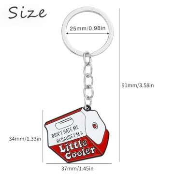 Funny Keychains for Women Men | Cool Metal Enamel Key Holder Key Chain for Purse Bag Accessories, Cute Socially Awkward Keyrings for Car Key | Sturdy Little Keychain for Birthday Gifts (Little Cooler)