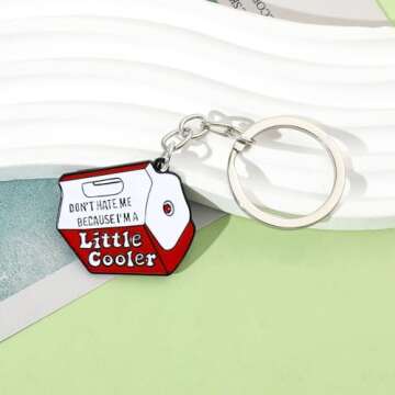 Funny Keychains for Women Men | Cool Metal Enamel Key Holder Key Chain for Purse Bag Accessories, Cute Socially Awkward Keyrings for Car Key | Sturdy Little Keychain for Birthday Gifts (Little Cooler)