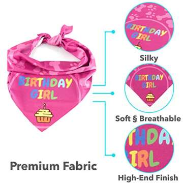 Odi Style Dog Bandana Girl for Dog Birthday - Dog Birthday Bandana for Small, Medium, Large Dogs, Bandana for Dogs Puppy Birthday Party, Happy Birthday Girl Dog Bandana, Pink