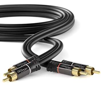 CableDirect – 25ft RCA/Phono Cable, 2 × 2 Plugs, Stereo Audio Cable, Practically Break-Proof & Flawless Sound Quality (coaxial, subwoofer/amp/HiFi & Home Cinema/Blu-ray, Analog & Digital)