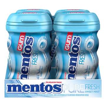 Mentos Pure Fresh Sugar-Free Chewing Gum with Xylitol, Sweet Mint, 50 Piece Bottle (Pack of 4)