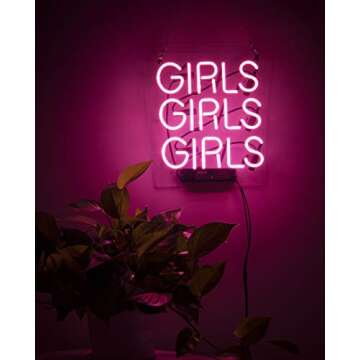 Neon Signs Girl Girls Girls Girls Neon Signs Girl Wall Decor Neon Light Sign Led Sign for Bedroom Neon Words Cool Art Neon Sign Cute Neon Lamps Home Room Beer Bar Custom Red Neon Wall Light 12"x10.6"