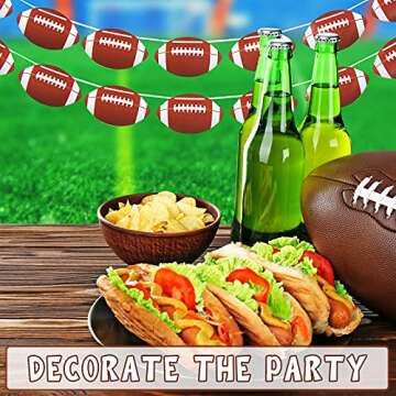 Gersoniel 4 Pcs Football Party Decorations Hanging Football Banner for Football Bowl Game Day DIY Football Paper Cutouts for Football Garland Sports Themed Birthday Party Home Office Tailgate Decor