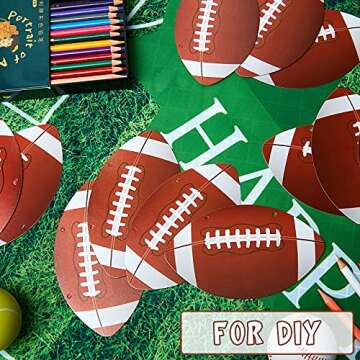 Gersoniel 4 Pcs Football Party Decorations Hanging Football Banner for Football Bowl Game Day DIY Football Paper Cutouts for Football Garland Sports Themed Birthday Party Home Office Tailgate Decor