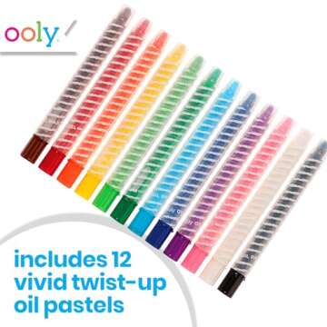 Ooly Twisty Stix, 12 Pack of Oil Pastel Crayons for Kids, Twisting Oil Pastels for Kids make Less Mess than Non Twistable Crayons or Paint Sticks, Great for Toddler Artists