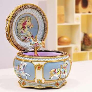 Singeek You are My Sunshine Music Box Carousel Horses Unicorn Musical Box with Sankyo 18-Note Wind Up for Kids Girls Christmas Birthday Gifts