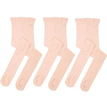 MdnMd 3 Pack Transition Footless Ballet Legging Stocking Pantyhose Dance Ballet Tights for Toddler Girls (Ballet Pink, Child Age 4-6)