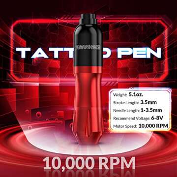 Tattoo Kit, Wormhole Tattoo Gun Kit Tattoo Machine Kit 20 Tattoo Cartridge Needles 10 Inks with Foot Pedal, Power Supply, RCA Tattoo Cord, Tattoo Machine for Tattoo Artists and Beginners WTK079