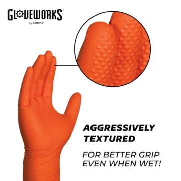 GLOVEWORKS HD Orange Nitrile Industrial Disposable Gloves - 100 Count