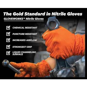 GLOVEWORKS HD Orange Nitrile Gloves - 100 Count