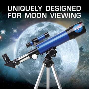 NASA Lunar Telescope for Kids – 90x Magnification, includes Two Eyepieces, Tabletop Tripod, and Finder Scope