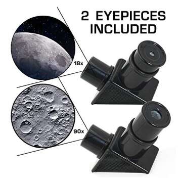 NASA Lunar Telescope for Kids – 90x Magnification, includes Two Eyepieces, Tabletop Tripod, and Finder Scope