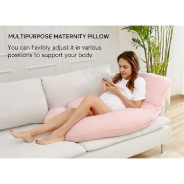 Momcozy Pregnancy Pillows for Sleeping, U Shaped Full Body Maternity Pillow for Side Sleeping - Support for Back, Legs, Belly, HIPS, 57 Inch, Pink