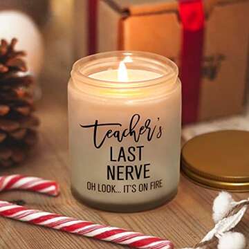 Teacher Gifts - Teacher’s Last Nerve Candle - Unique Christmas Gifts for Women Her Adults - Personalized Graduation Thank You Student Gifts Bulk for Retired Teachers Thanksgiving Appreciation Week