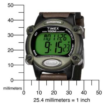 Timex Men's T48042 Expedition Full-Size Digital CAT Brown Nylon/Leather Strap Watch