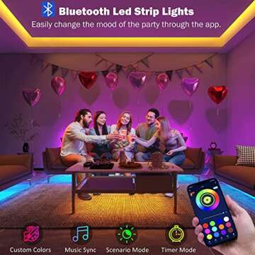 32.8ft Led Strip Lights Smart App Music Sync Color Changing RGB Led Light Strips Bluetooth LED Strips with Remote Led Lights for Bedroom Home Decoration