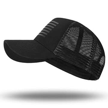 American Flag Trucker Hat - Snapback Hat, Baseball Cap for Men Women - Breathable Mesh Side, Adjustable Fit - for Casual Wear Black/Black