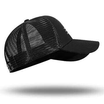 American Flag Trucker Hat - Snapback Hat, Baseball Cap for Men Women - Breathable Mesh Side, Adjustable Fit - for Casual Wear Black/Black