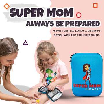 Super Mom First Aid Kit, 85 Piece Set, Compact and Portable for Home, Camping, Vehicle, Emergency or Travel Safety, Treat Cuts, Scrapes, Burns and Small Injuries