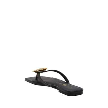 Katy Perry Women's Camie Shell Flat Sandal, Black, 6.5