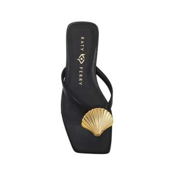 Katy Perry Women's Camie Shell Flat Sandal, Black, 6.5