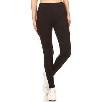 Leggings Depot Women's Yoga High Waisted Solid Leggings Pants-5" Yoga, Black, One Size