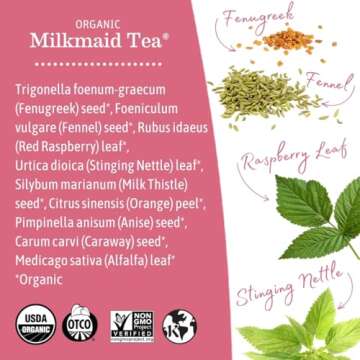 Earth Mama Organic Milkmaid® Tea | Lactation Support Herbal Tea Bags for Breastfeeding, Decaf Lactation Supplement for Increased Breast Milk Production, With Milk Thistle & Fenugreek (16 Count, 2-Pack)