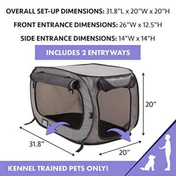 SportPet Designs Large Pop Open Kennel, Portable Cat Cage Kennel