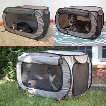 SportPet Designs Large Pop Open Kennel, Portable Cat Cage Kennel