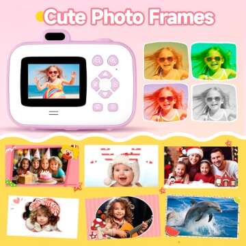 Kids Camera Instant Camera, Kids for 3-12 Year Old Girls Boys, Kids Digital Camera Instant Print with Print Paper, Toddler Kids Toys, 4 5 6 7 8 9 10 Year Old Girl Gifts