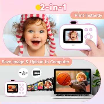 Kids Camera Instant Camera, Kids for 3-12 Year Old Girls Boys, Kids Digital Camera Instant Print with Print Paper, Toddler Kids Toys, 4 5 6 7 8 9 10 Year Old Girl Gifts