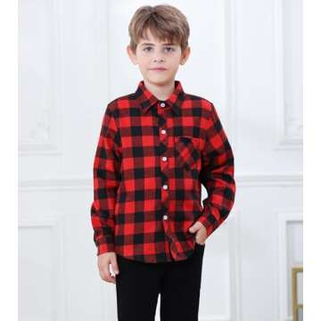 Flannel Plaid Baby Boys Shirt, Red Black 3-6 Months