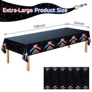 FZR Legend Space Tablecloth, Extra-Large 108” x 54” Disposable Galaxy Plastic Table Covers, Ideal for Stars Birthday Party Supplies Decoration (1 pcs)