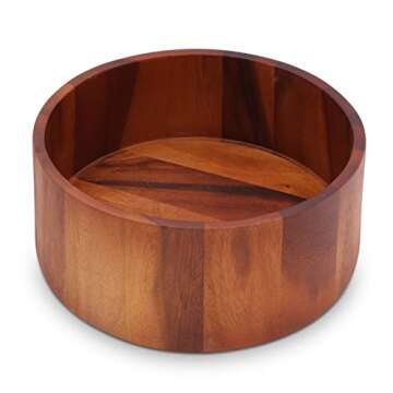 Arthur Court Acacia Wood Serving Bowl for Fruits or Salads Tulip Shape Style Large 12 inch Diameter x 4.5 inch Tall