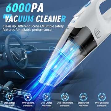 Handheld Vacuum Cordless,Car Hand Vacuum Cleaner,Dust Busters Cordless Rechargeable with LED Light/Multi Accessories/Washable Filter,1.6lbs Mini Portable Vacuum Cleaner for Home Office Car Pet