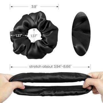 LilySilk 100% Mulberry Silk Hair Tie, 1Pc, Black - Prevents Frizz & Breakage, No Damage, Soft, Breathable, Suitable for All Hair Types & Styles, Various Occasions