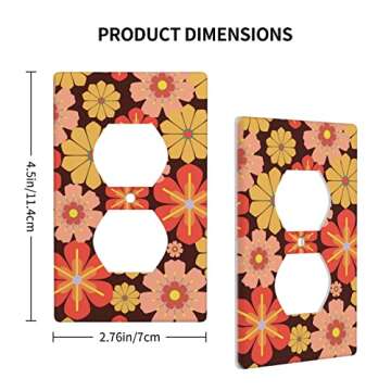 ZTUOECV 60s 70s Retro Vintage Flowers Light Switch Cover Wall Plate Decorative Duplex Outlet Wallplates Covers for Home Kitchen Accessories and Decor 1 Gang (PHOI511)